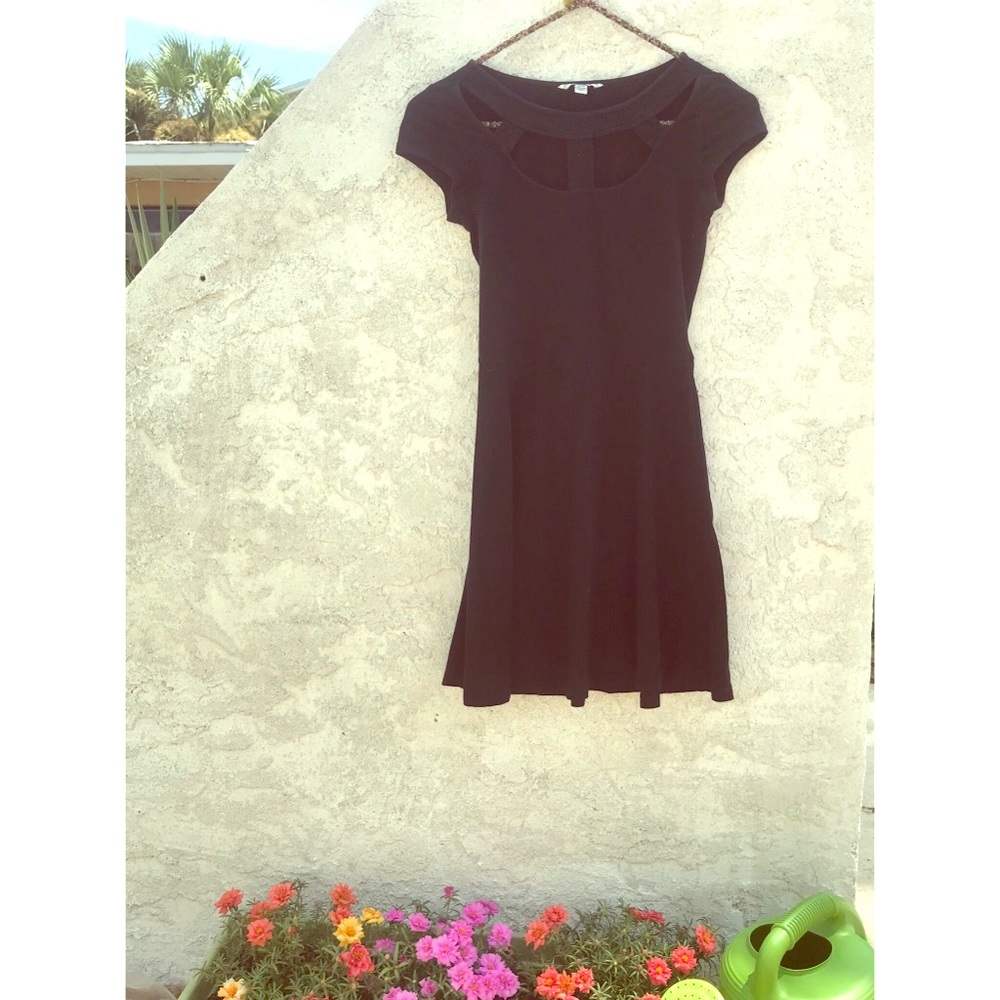 Black fit and flare American eagle dress